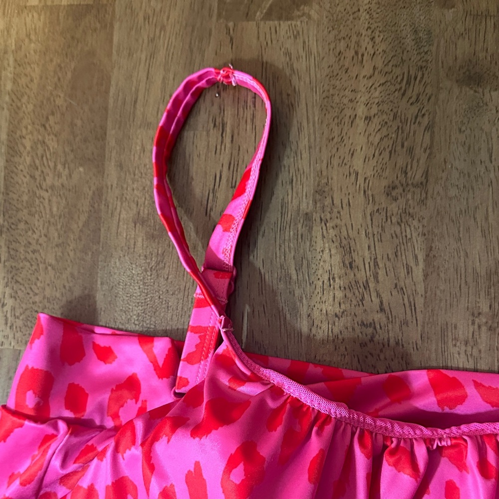 Lane Bryant Hot Pink Leopard Print Tankini Bathing Suit Top Size 18 - Picture 4 of 8